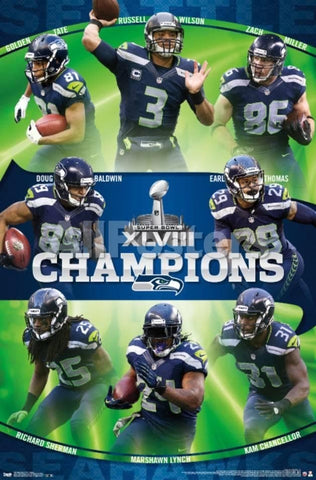 Seattle Seahawks Super Bowl Champions Player Poster