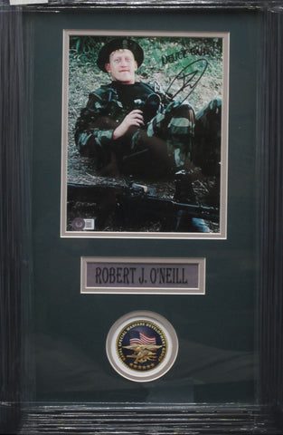 Robert J. O'Neill SIGNED AUTOGRAPH "Never Quit!" 8x10 Framed Photo BECKETT COA