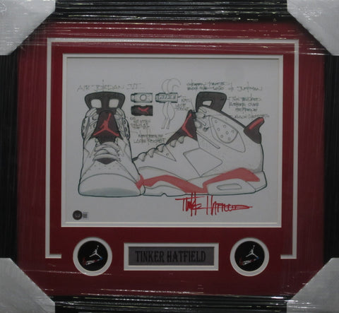 Air Jordan Designer Tinker Hatfield SIGNED 11x14 Framed Shoe Design Lithograph BECKETT COA