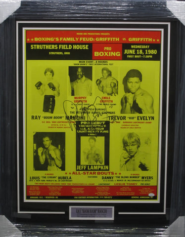 Ray Mancini SIGNED Framed Fight Night Poster JSA COA VINTAGE USED