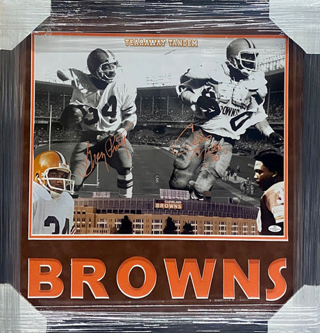 Cleveland Browns Greg Pruitt & Cleo Miller SIGNED Framed 16x20 Photo With COA