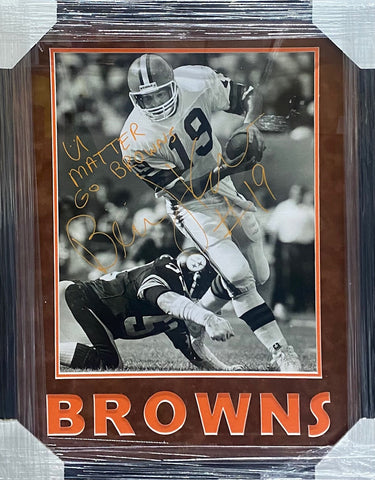 Cleveland Browns Bernie Kosar SIGNED Framed 16x20 Photo "U Matter Go Browns" Inscr. In Yellow With COA