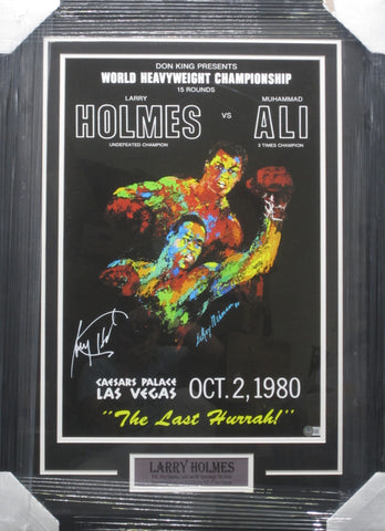 Larry Holmes SIGNED Framed Fight Night Poster BECKETT COA