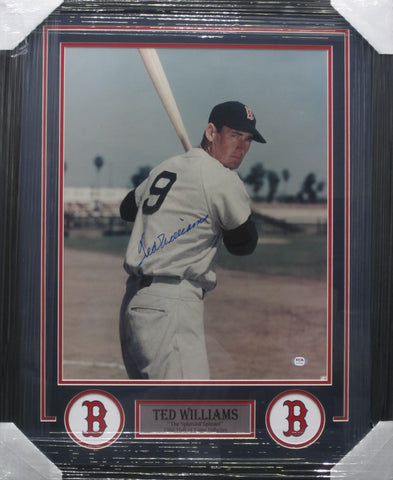 Boston Red Sox Ted Williams SIGNED 16x20 Framed Photo PSA COA
