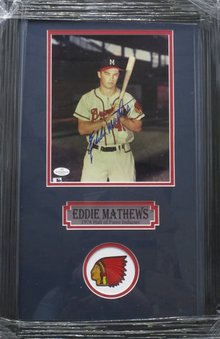 Milwaukee Braves Eddie Matthews SIGNED 8x10 Framed Photo WITH COA