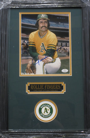 Oakland Athletics Roland "Rollie" Fingers SIGNED 8x10 Framed Photo WITH COA