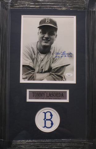 Brooklyn Dodgers Tommy Lasorda SIGNED 8x10 Framed Photo JSA COA