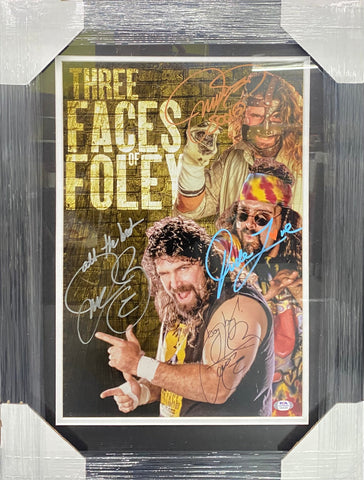 American Professional Wrestler Mick Foley Signed (Quad Auto) Photograph Framed & Matted with PSA COA