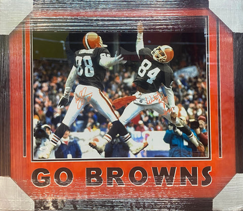 Cleveland Browns Dual Signed (In Orange) 16x20 Photo Framed & Suede Matted with JSA COA