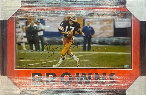 Cleveland Browns Brian Sipe Signed Panoramic Photo Framed & Suede Matted with TRISTAR COA