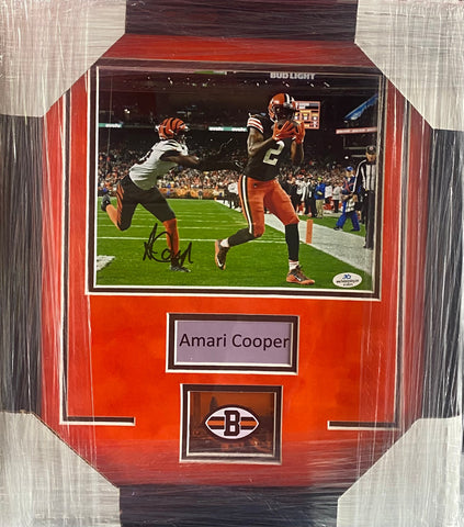 Cleveland Browns Amari Cooper Signed 8x10 Photo Framed & Orange Suede Matted with Nameplate COA