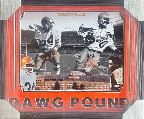 Cleveland Browns Dual Signed 16x20 Collage Photo Framed & Suede Matted with COA