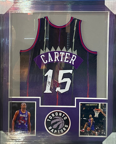 Toronto Raptors Vince Carter SIGNED Purple/Black Fade Jersey Framed & Matted With JSA COA
