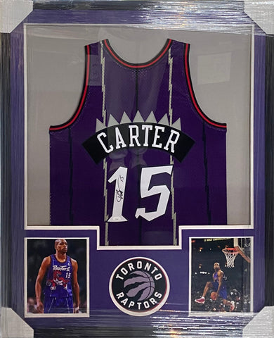 Toronto Raptors Vince Carter Signed Purple Jersey Framed & Matted with JSA COA