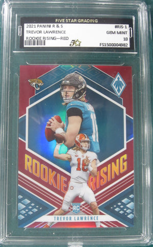 Trevor Lawrence 2021 Panini R&S Rookie Rising -Red #RIS-1 Five Star Graded Gem Mint 10 Card