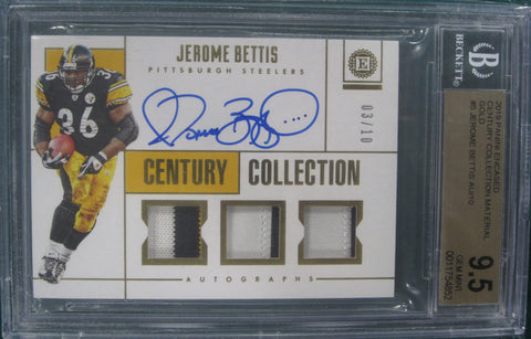 Jerome Bettis 2019 Panini Encased #5 Auto Century Collection Material Beckett Graded 95 Gem Mint Card
