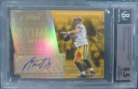 Aaron Rodgers #18 2016 Donruss Signatures Series Holo Gold Beckett Graded NM MT 8.5 Card