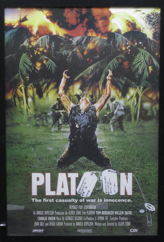 Platoon Framed Movie Poster SIGNED by Charlie Sheen PSA COA