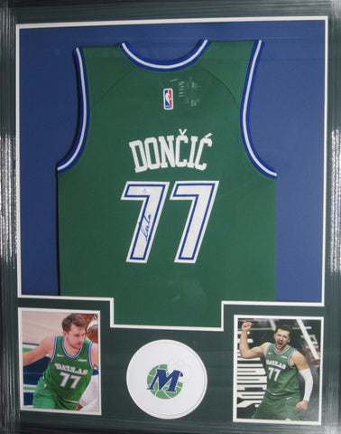 Dallas Mavericks Luka Doncic SIGNED Framed Matted Jersey WITH COA