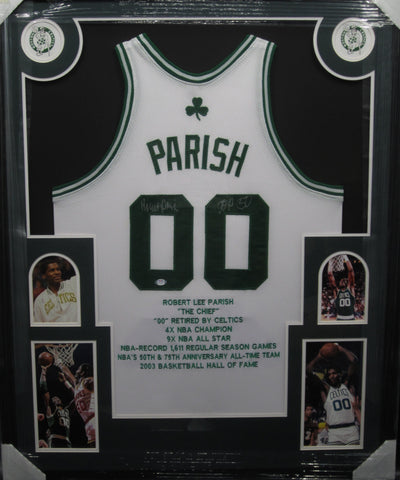 Boston Celtics Robert Parish SIGNED Framed Matted Jersey PSA COA
