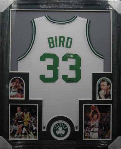 Boston Celtics Larry Bird SIGNED Framed Matted Jersey BECKETT COA