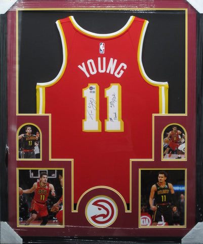 Atlanta Hawks Trae Young SIGNED Framed Matted Jersey BECKETT COA rookie auto
