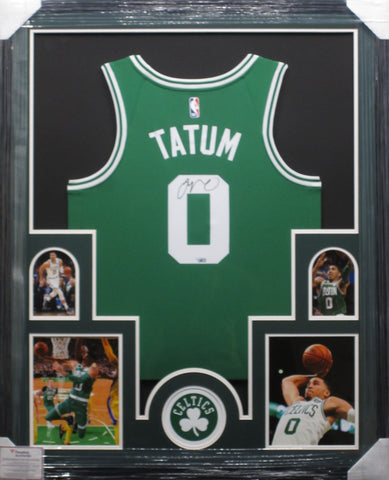 Boston Celtics Jayson Tatum SIGNED Framed Matted Jersey FANATICS COA
