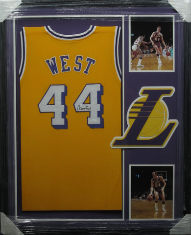Lakers Jerry West SIGNED Framed Matted Jersey JSA COA