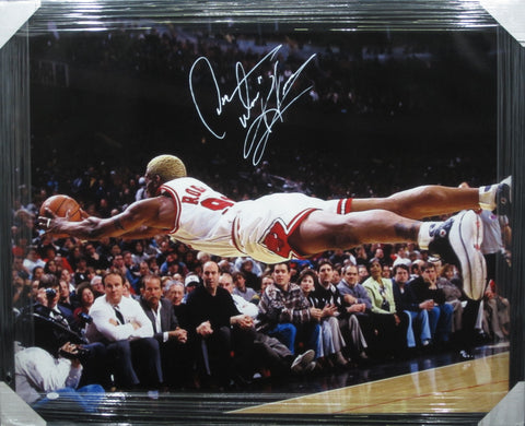 Large Framed Chicago Bulls Dennis Rodman SIGNED Canvas JSA COA