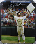 Large Framed Oakland Athletics Rickey Henderson SIGNED Canvas JSA COA