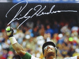 Large Framed Oakland Athletics Rickey Henderson SIGNED Canvas JSA COA