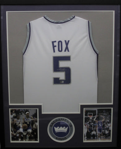 Sacramento Kings De'Aaron Fox SIGNED Framed Matted Jersey BECKETT COA