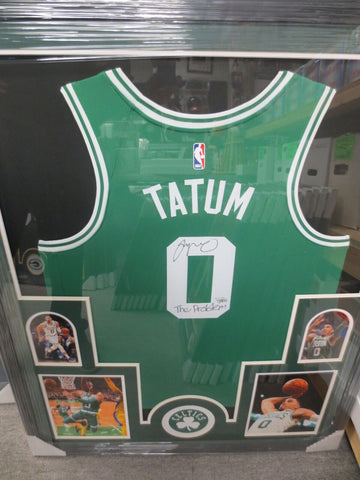Jayson Tatum Signed Framed Matted Boston Celtics Jersey Fanatics COA