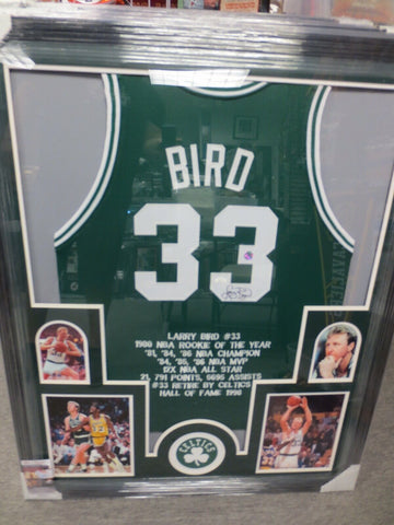 Larry Bird Boston Celtics Signed Framed Matted Jersey Beckett COA