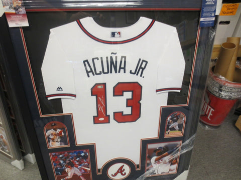 Ronald Acuna Jr Atlanta Braves Signed Framed Matted Authentic Jersey JSA COA
