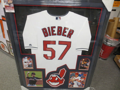Shane Bieber Cleveland Indians Signed Framed Matted Authentic Jersey JSA COA