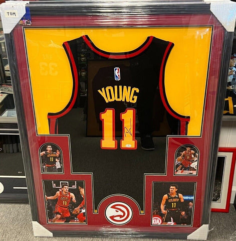 Trae Young Signed Framed Matted Atlanta Hawks Jersey FSG COA