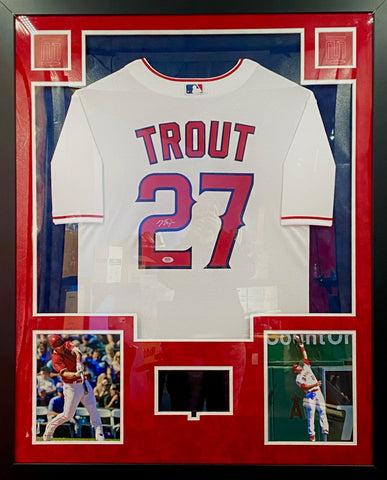 Los Angeles Angels Mike Trout SIGNED Framed Matted Jersey PSA COA