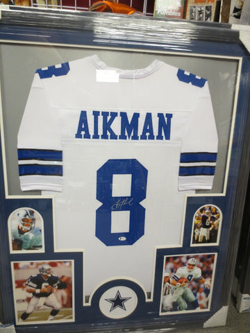 Troy Aikman Dallas Cowboys Signed Framed Matted Jersey Beckett COA