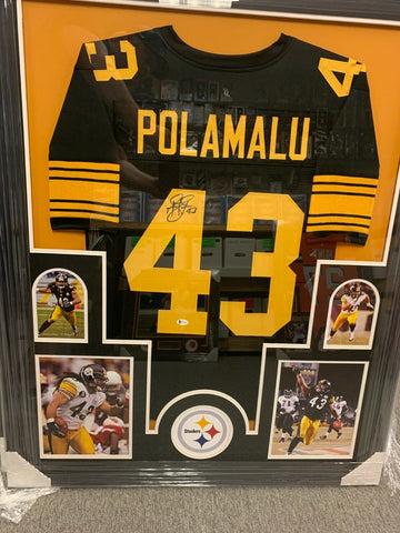 Troy Polamalu Pittsburgh Steelers Framed Matted Signed Jersey Beckett COA