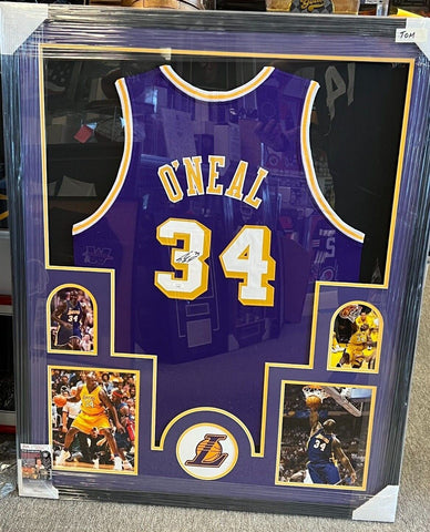 Shaquille O'Neal Signed Framed Matted Los Angeles Lakers Jersey JSA COA