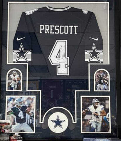Dak Prescott Signed Framed Matted Cowboys Jersey JSA COA