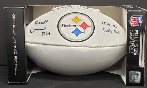 Terrell Edmunds Pittsburgh Steelers Signed Football w/ "2018 #1 Draft Pick" Inscription Beckett COA