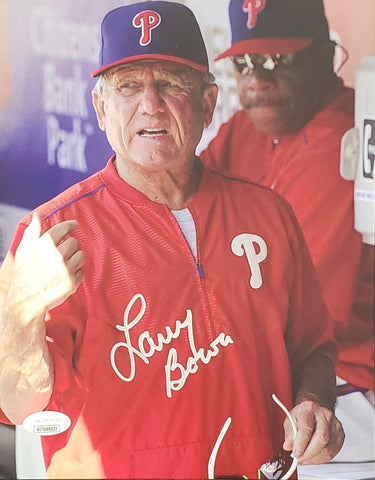 Larry Bowa Philadelphia Phillies Signed 8x10 Photo in the dugout JSA COA