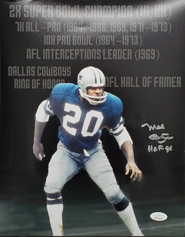 Mel Renfro Dallas Cowboys Signed 16x20 Stats Photo w/ "HOF 94" Inscription JSA COA