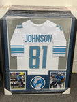 Calvin Johnson Signed Framed Matted Detroit Lions Jersey COA