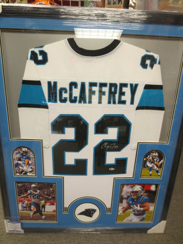 Christian Mccaffrey Carolina Panthers Signed Framed Matted Jersey Beckett COA