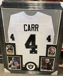 Derek Carr Signed Framed Matted Las Vegas Raiders Jersey FSG COA