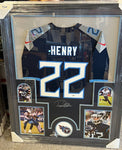 Derrick Henry Signed Framed Matted Tennessee Titans Jersey Fanatics COA