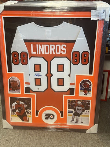 Eric Lindros Signed Framed Matted Philadelphia Flyers Jersey Frozen Pond COA